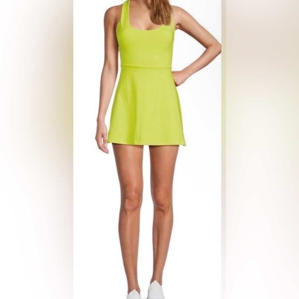 Antonio Melani Active Tennis Courtside Mini Dress hidden side pocket lime Large - Picture 2 of 10